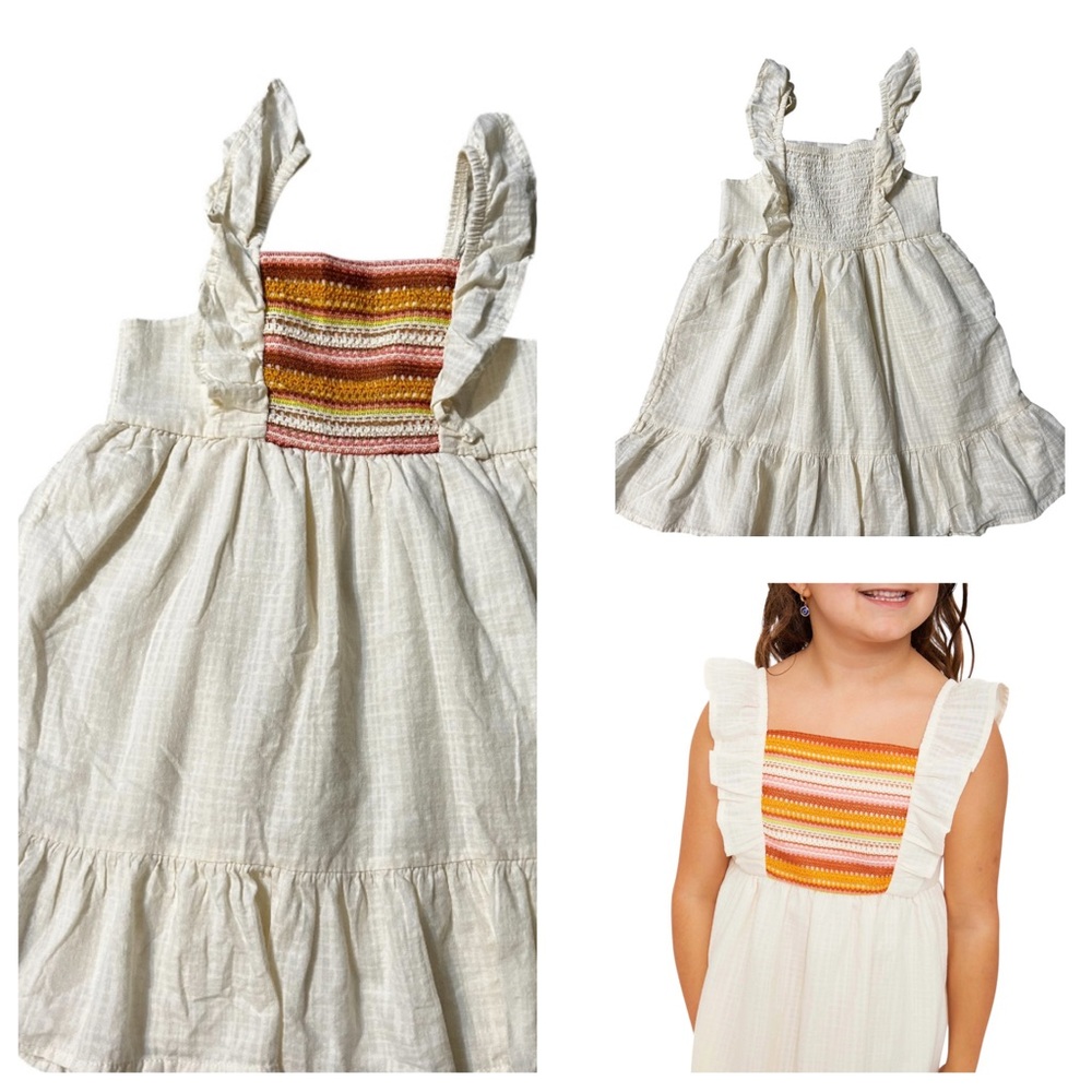 Wonder Nation Cream Dress with Colorful Stripes